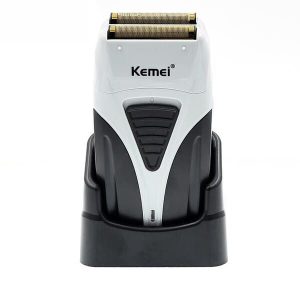 Afeitadora profesional Kemei KM-3383 en color negro mate con detalles plateados.