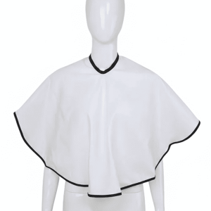 Capa de seda profesional para barbería con acabado satinado brillante en color oscuro.