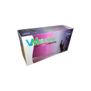 Caja de guantes de nitrilo negro Vital Medic talla M de 100 unidades para uso profesional