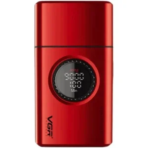 Afeitadora profesional VGR V-377 en color rojo metálico con doble lámina de corte.