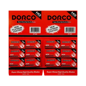 Medio display de 100 cuchillas Dorco ST-300 precortadas para navaja de barbero profesional.