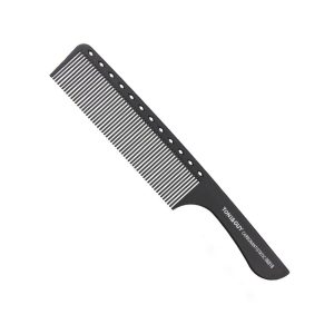 Peineta profesional Toni & Guy modelo 06818 de carbono negro con diseño de lomo perforado.