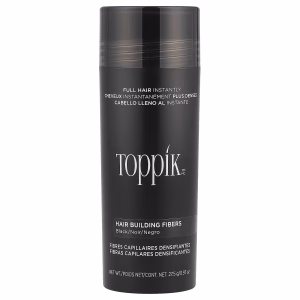 Frasco de fibras capilares Toppik color negro de 27.5 gramos para densificar el cabello.
