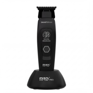 Trimmer profesional MRD Smartbrain GMT-90-4 Black con motor brushless de 7.200 RPM y cuchilla DLC para barbería.
