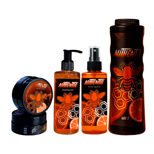 Kit integral Vision Imperial que incluye talco, gel de afeitar, after shave y dos pomadas para el cabello.