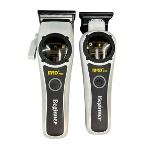 Combo de máquinas profesionales MRD Pro: Máquina de corte HC-999 y patillera GMT-999 con motor transparente.