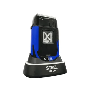 Afeitadora rasuradora profesional Shaver Vector Steel Pro-Line azul con base de carga.